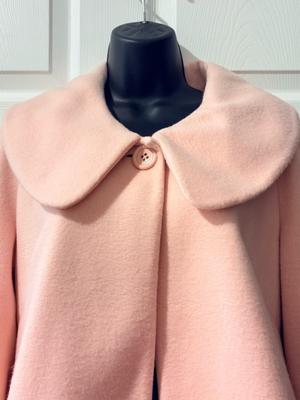 DUEPERDUE Blush Pink Felt Cape Jacket β Size 10 | Mod Collar Statement Coat - Picture 2 of 5